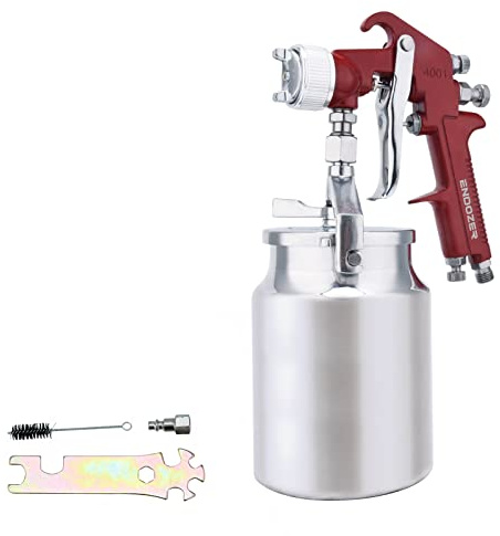 ENDOZER Professional Siphon Feed Spray Gun for Paint, Red Handle, 34 oz -1.8mm Nozzle for a Variety of Low Viscosity Paints（Red）