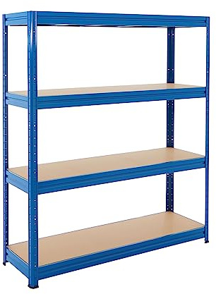 BiGDUG Heavy Duty Garage Shelving Unit - 600kg Per Shelf (2400kg Per Bay) - 177x160x45 cm - 4 Tier Storage Shelves - Blue - Shed Shelving