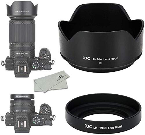 JJC Set of 3Pieces Lens Hood Shade for NIKKOR Z DX 50-250mm f/4.5-6.3 VR lens & NIKKOR Z DX 16-50mm f/3.5-6.3 VR Lens on Nikon Z50 Camera, Replaces HN-40 and HB-90A Lens Hood