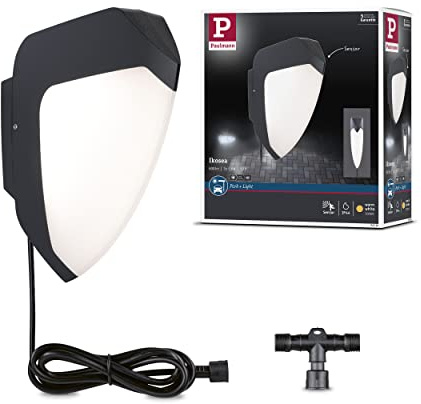 Paulmann 94518 Park + Light LED Außenleuchte Wandleuchte Ikosea mit Bewegungsmelder IP44 2x5,6 W Warmweiß Anthrazit Kunststoff Garagenlicht 3000 K