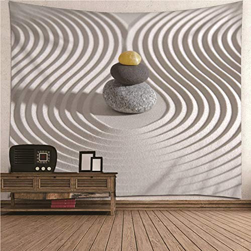 Banemi Wandteppich Hip Hop, Wandteppich Büro Beige Kieselsteine ​​Am Strand Polyester Wandteppich Wanddeko für Wohnheim 210x140CM