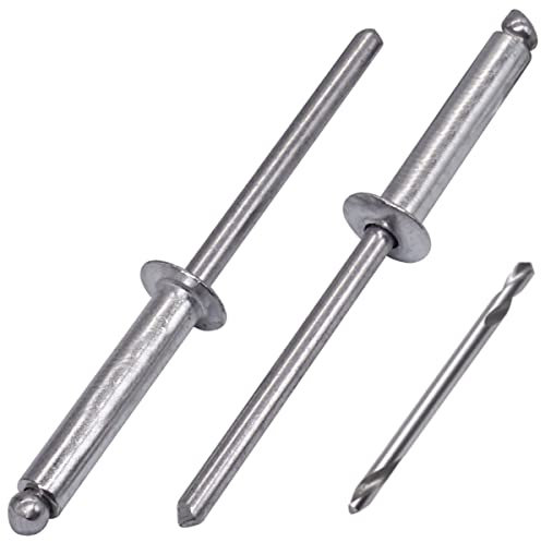 SKIR'CO (300 Stück) Aluminium Blindnieten 4,0 x 20 mm, Aluminiumdorn, Popnieten, Kuppelkopf, ein Bohrer im Lieferumfang enthalten