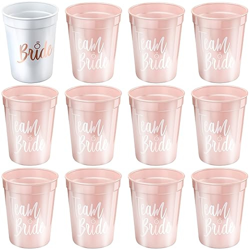 Cisolen 12 Pieces Bride Tribe Cup Bachelorette Party Cups Bride and Team Brides Cups for Bridal Shower Engagement Party Bachelorette Women