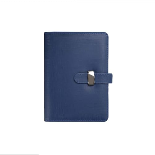 SagaSave A6 Blau Business-Notizbuch aus PU-Leder mit Stiftfach und Kartenfächern, nachfüllbare Notizblöcke für Männer und Frauen
