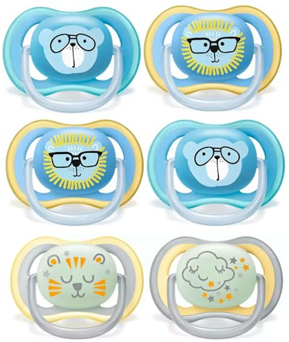 Philips Avent Ultra Air Day & Night Schnuller Set 18+ Monate, 6 Stück, inklusive Transport- und Sterilisationsbox, 18+ M, Uni Mix