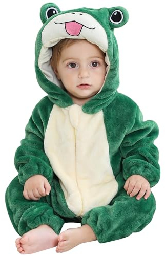 COOKY.D Unisex Kind KostümTier Kapuzen Pyjama Baby Overall,3-36 Monate | Tierkostüm für Kinder,Halloween Karneval Cosplay,Kuschelig und Warm,Neugeborenes Karnevalskostüm