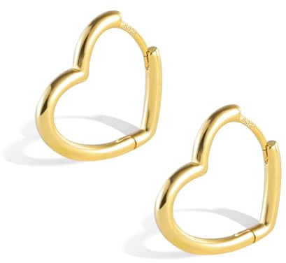 ALEXCRAFT Pendientes Corazon Oro 14K Chapado Pendientes de Corazon Oro Pendientes de Oro Mujer Corazón