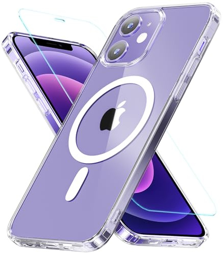 Für iPhone 12 Hülle,iPhone 12 Pro Hülle für Magsafe mit Panzer Schutz Glas,[Schutz in Militärqualität] Stoßfest Magnetisch Handyhülle iPhone 12|iPhone 12 Pro Case Dünn Outdoor Cover Schutzhülle,Klar