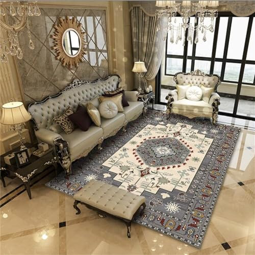 RUGMRZ Teppich Outdoor Terrassendeko Vintage Wohnzimmer Teppich rote Pflanze floral Design rechteckig langlebig Webteppich 180X280CM