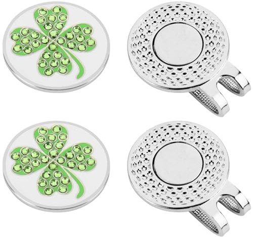Cosmos Lot de 2 marqueurs de balle de golf avec clips pour chapeau de balle de golf, aide à l'entraînement et à la pratique de golfeurs (trèfle B)