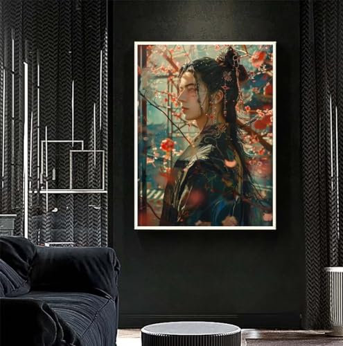 Diamond Painting Anime 90x120 cm, Blume Diamant Painting Bilder, Malen Nach Zahlen Erwachsene Kinder, DIY Diamond Art Painting Kits, Full Diamanten Painting Malerei Stickerei Set, Home Wand Dekor S417