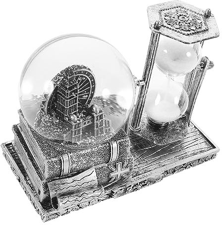 FUNOMOCYA Vintage Kristall Schneekugel Sanduhr Timer Musikalische Dekoration Für Zuhause Wohnzimmer Schreibtisch Heimornament Tischdekoration Handgefertigt