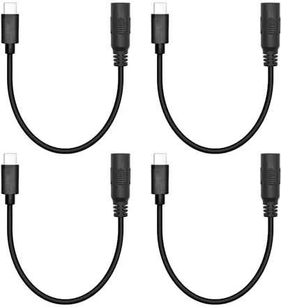 Riertostng Lot de 4 câbles d'alimentation courts DC 5,5 mm x 2,1 mm vers USB C 6 pouces, 5 V 3 A Power pour petits ventilateurs, lampes de chevet, appareils