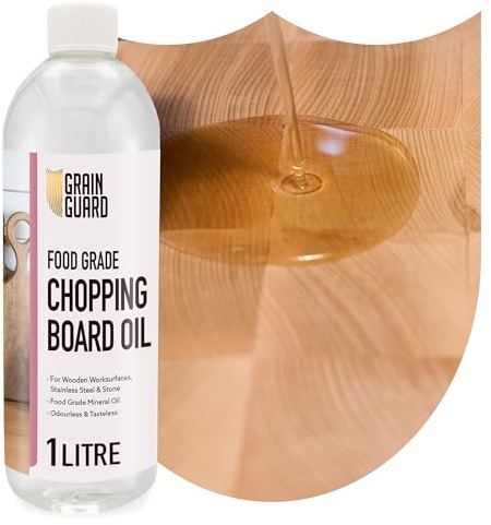 GRAIN GUARD Schneidebrett-Öl | 1 Liter | Lebensmittelgeeignetes Mineralöl | Für Holz-Schneidebretter, Arbeitsflächen, Edelstahl & Steinoberflächen | Geruchlos & Geschmacksneutral | Lebensmittelecht