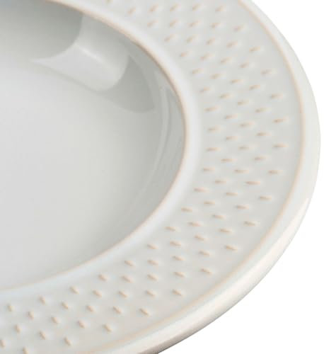 Genevieve Lethu 545286 - Set di 6 piatti fondi modello grano di riso, in terracotta bianca, Ø 22,5 cm