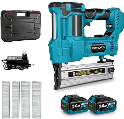 Yofidra 2-in-1 Cordless Nail Gun & Electric Stapler, Compatible with 15-50mm Nails & 10-40mm Staples, 2x3.0Ah Battery, Brushless Motor, Depth Adjustment for Woodworking, Furniture Assembly & DIY