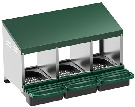 Fudajo Dreier Legenest mit Auffangschale 81 x 52 x 48 cm, Legekasten für Hühner, Hühnernest mit Lüftungslöcher für Luftzirkulation, Kunststoff Abrollnest für Wandmontage