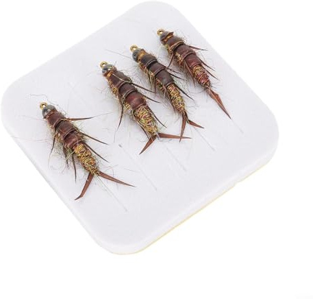 ZWEquipint Lot de 5 hameçons de pêche à la mouche, leurres nymphes pour truite, bar, gris, hameçons en acier à haute teneur en carbone, appât à plumes pour truite arc-en-ciel, Bluegill, crappe