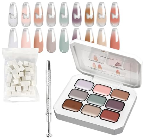 di vernice gel per unghie: gel di vernice per unghie a 9 colori per le donne, Cosmetici per sfumatura polacca con metallo per professionisti del salone e principianti della casa