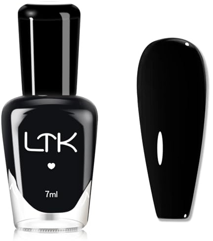 Black Nail Polish - Pure Black Nail Varnish - 60 Seconds Quick Dry nail Polish - No Bake Air Drying Nail polish - No Chip Long Lasting nail varnish - Breathable Nail Polish for Women DIY Manicure