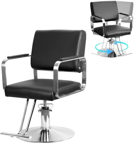 Aislerbee Fauteuil Coiffure Professionnel | Pompe Hydraulique Robuste 93-100cm | Rotation 360° Fixable | Charge Max 150kg | Salon de Coiffure & Beauté