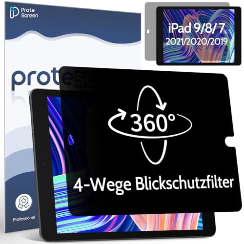 360° Blickschutzfilter Kompatibel Mit iPad 7./8./9.Generation(10.2 Zoll,2019/2020/2021), Anti Glare Blaulicht Privacy Screen Displayschutz Sichtschutz Bubble-Free, iPad 4-Wege Blickschutzfolie