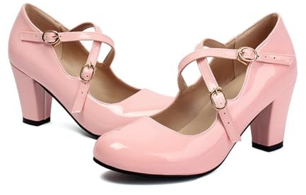 Dirndl - Scarpe da donna per costume tradizionale bavarese, con tacco, scarpe da sposa, stile vintage, con tacco a blocco, per Oktoberfest