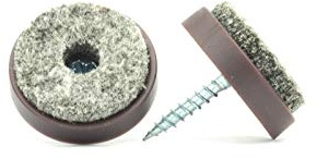 Furniture Gliders. Floor Protectors Soft Felt Pads Screw On Sliders, Perfect on Soft Wood Floors Laminates and Similar (Brown, 24mm, Pack of 36, Free Drill Bit) Made in Germany
