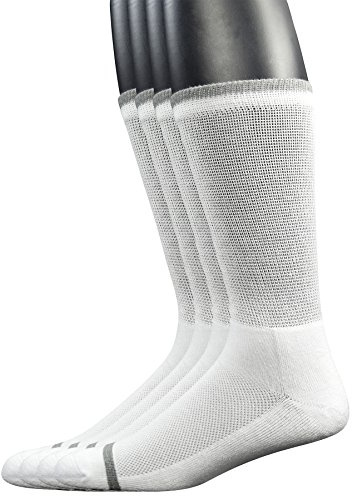 Yomandamor Men's 4 Pairs Diabetic Crew Socks with Seamless Toe and Cushion Sole
