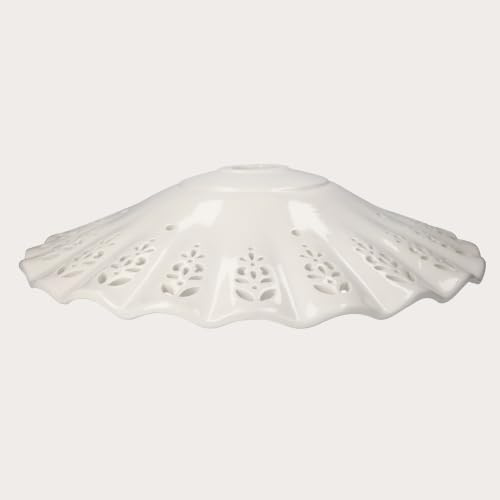 Keyhomestore-Ricambio paralume piatto in ceramica traforata per lampadario a sospensione classico rustico country - 43 cm 100% Made in Italy nostra produzione
