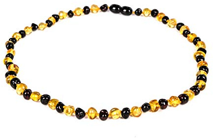 AMBERAGE Natural Baltic Amber Necklaces for Women - Hand Made from Polished/Certified Baltic Amber Baroque Beads/Quality Guaranteed (3 colors) (45cm- 17.72INCH) (LEMON-DARK CHERRY)
