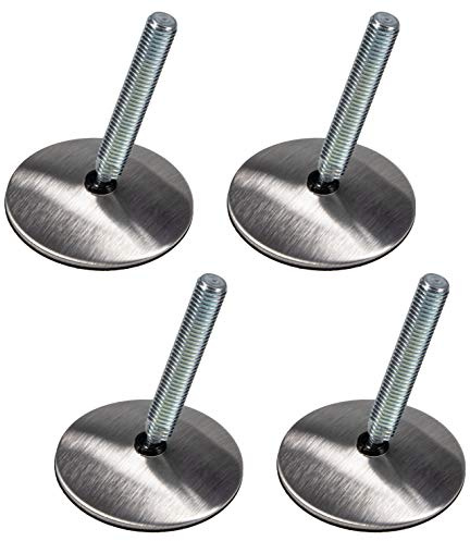 Gedotec Regulierschraube M10 x 60 mm Verstellschraube Schwerlast Stellschrauben für Tischbeine & Möbelfüße | Edelstahl matt | Möbel-Stellfüße Made IN Germany | 4 Stück - Verstellfüße mit Kugelgelenk