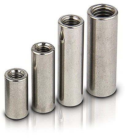PROTECH 2 Stück Gewindemuffen M6x20 Rundmuffen aus rostfreiem Edelstahl V2A Distanzmuffe Verbindungsmuttern Langmutter Rund