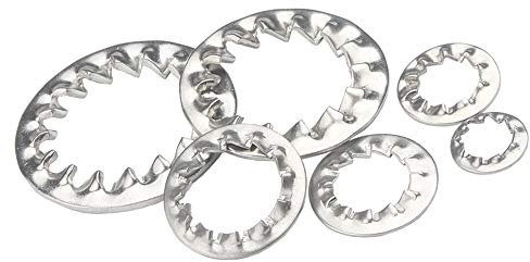 YINSONG 200 stücke M16 304 Edelstahl Zahnscheibe-Außenverzahnte Dichtung Sicherungsscheibe M3 M4 M5 M6 M8 M10 M12 M14 M16 M18 M20, (Silber)