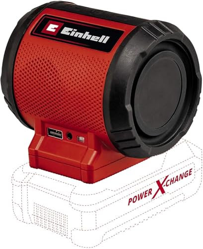 Einhell Altavoz con Batería TC-SR 18 Li BT-Solo Power X-Change (18 V, volumen máx. 85 dB, 120 Hz-20 Khz, Bluetooth Versión 5.0, 10 m alcance, conexión AUX/USB, sin Batería ni Cargador)