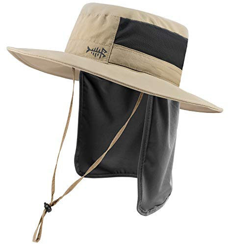 Bassdash Sonnenhut Fischerhut Bucket Hut UPF 50+ UV-Schutz Wasserdichter taktischer Angelhut mit breiter Krempe Einstellbare Größe mit Abnehmbarer Halsklappe für Männer und Frauen