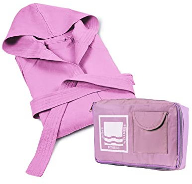 Banzaii Peignoir pour Homme et Femme 100% Microfibre à Capuche – Peignoir Unisexe avec Sac Résistant pour gagner de la place - Taille M Lilas