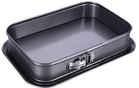 TopHomer Cake Baking Trays Removable Bottom with Buckle Square Deep Cake Bake Tins for Cakes, Tortes, Desserts, Cookie, Cheesecake, Mousse, Quiche(35.5cmx24cmx7.8cm)