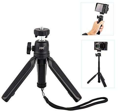 Mini Trépied pour Appareil Photo JJC, Trépied de Voyage Extensible et Bâton de Selfie pour Appareils Photo Compacts, Trépied de Bureau Portable avec Support de Chaussure Froide et Vis 1/4 -20