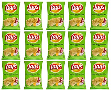 Lays American Cream & Cebolla 50g (Pack f 15) – Sabor a crema y cebolla – Snack perfecto para el té – Snacks crujientes – Combinación de agrio y crema perfectamente