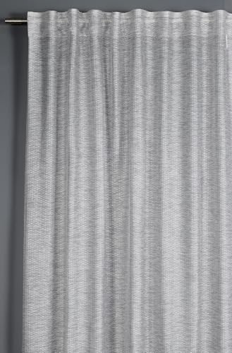 Sehlbach Cortinas confeccionadas con Cinta de Cortina, Voile Jacquard Motivo Tejido, Gris, 140x245 cm, Traslúcidas, Opacas, Certificado Oeko-Tex, Diseño Elegante