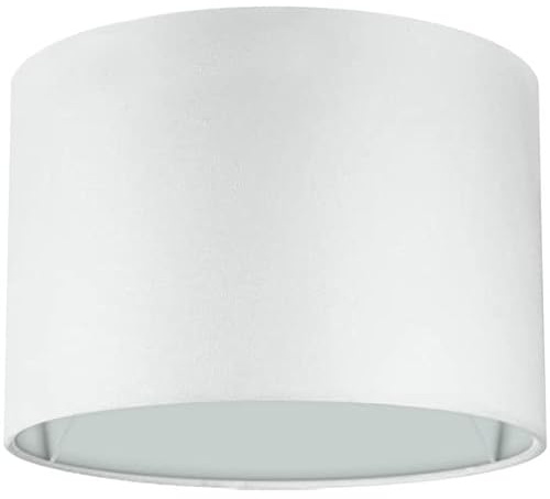 Wogati® Premium Lampenschirm | Ø20cm x 16,2cm Höhe | Farbe: Weiß | E14/E27 | rund | Baumwolle | für Stehlampen, Hängelampen, Tischlampen, Deckenlampen