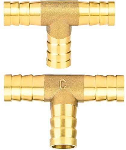 Raccordo per Tubo Flessibile a T da 8 mm pezzo a T in Ottone Raccordo per Tubo Flessibile a 3 vie per Tubo Flessibile dell'aria Compressa 2 pezzi