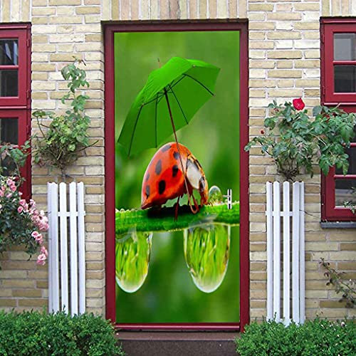 CBWRAW 3D Türtapete Türposter Wandbild Applikationen Selbstklebend Vinyl Rotes Tier Abnehmbare Türaufkleber Für Innentür Wohnzimmer Küche Schlafzimmer Badezimmer Kinderzimmer 90x200cm