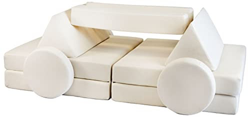 Velinda Spielsofa Modulsofa Spielmöbel modulares Kindersofa Familienmöbel Bausteine-Set (Farbe: cremefarben)