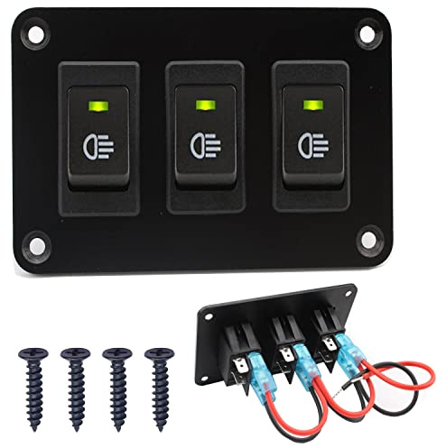 RUNCCI-YUN interrupteur 12V DC/35A Voiture Moto de Lumière de Brume Interrupteur à Bascule,4 Broches commutateur à bascule LED,Panneau de commutation de voiture(vert)