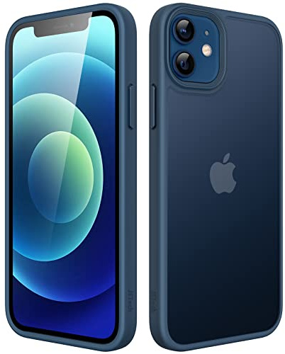 JETech Matte Hülle für iPhone 12/12 Pro, Sturmblau | Robuster Schutz, Matte Rückseite, Anti-Fingerabdruck, Stoßfestes Design