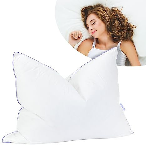QUQON© 70x90cm Kissen - Daunenkissen Nordic - Kopfkissen mit Daunen & Federn für erholsamen Schlaf | Stützkraft Weich | Für Allergiker geeignet