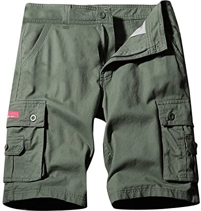 LOIJMK Pantalon court en coton uni pour homme - Plusieurs poches - Stretch - Pantalon de travail - Pantalon de travail - Pantalon de travail - Pantalon de randonnée décontracté - Pantalon d'extérieur