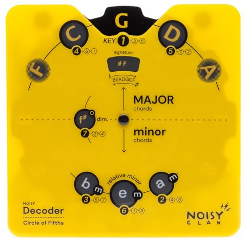 Circle of Fifths Wheel Tool with Built-In Stand - Music Learning Tool - Music Theory Chord & Key Decoder - Learn Progressions, Scales & Keys - Tool for Guitar, Piano, Ukulele & more